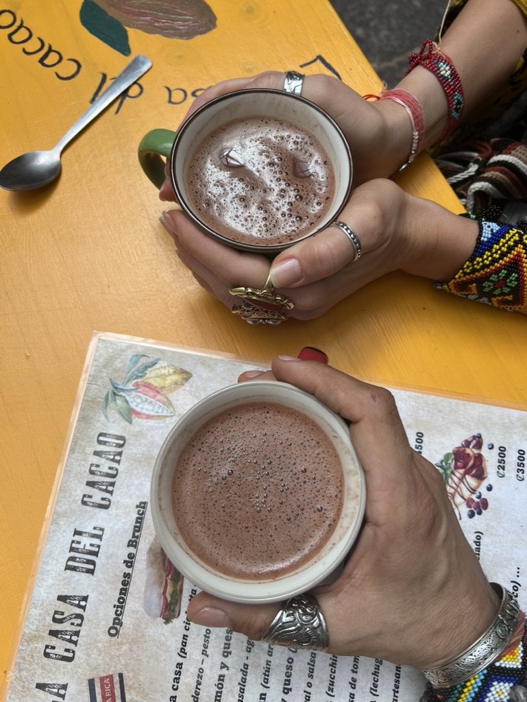 Two cups of freshly prepared cacao