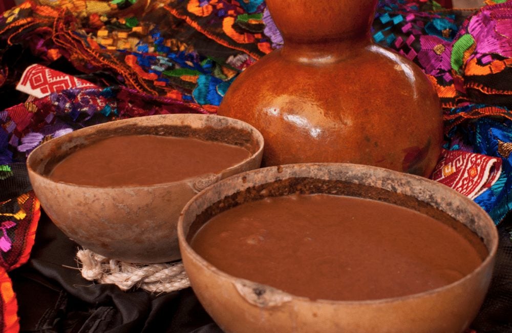 Bowls of traditional cacao drink
